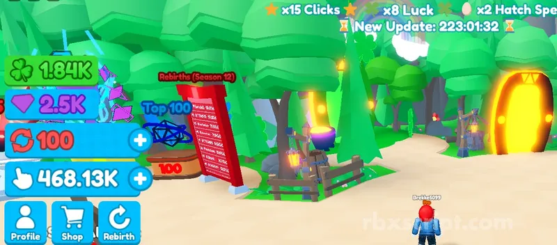 Rebirth Champions X: Auto Collect Clovers - Rebirth Champions X script preview