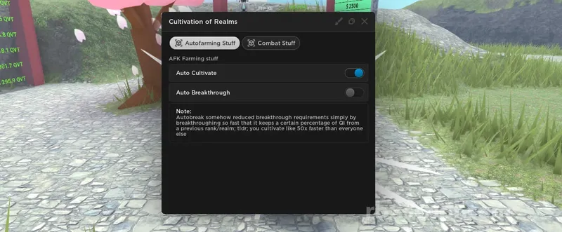 Cultivation of Realms: Hitbox Extender, Auto Cultivate, Auto Breakthrough - Cultivation of Realms script preview