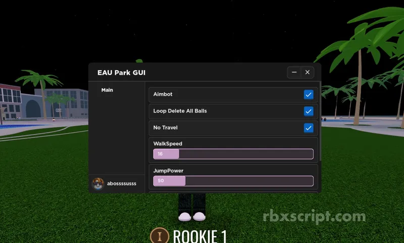 EAU Park: WalkSpeed, AimBot, No travel - EAU Park script preview
