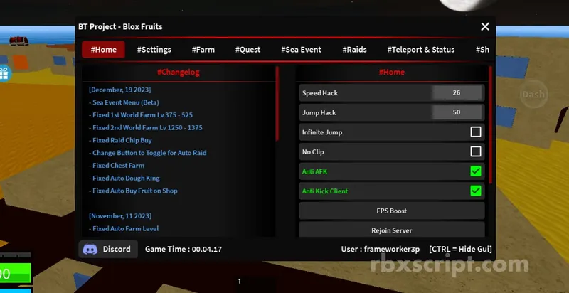 Blox Fruits: Auto Quests, Auto Skills, Auto Farm Mobile Script - Blox Fruits script preview