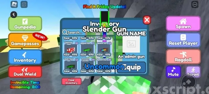 Admin guns: Open All Weapons Mobile Script - Admin guns script preview