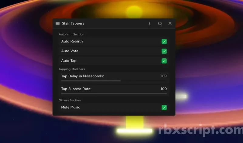 Stair Tappers: Auto Tap, Auto Rebirth, Mute Music - Stair Tappers script preview