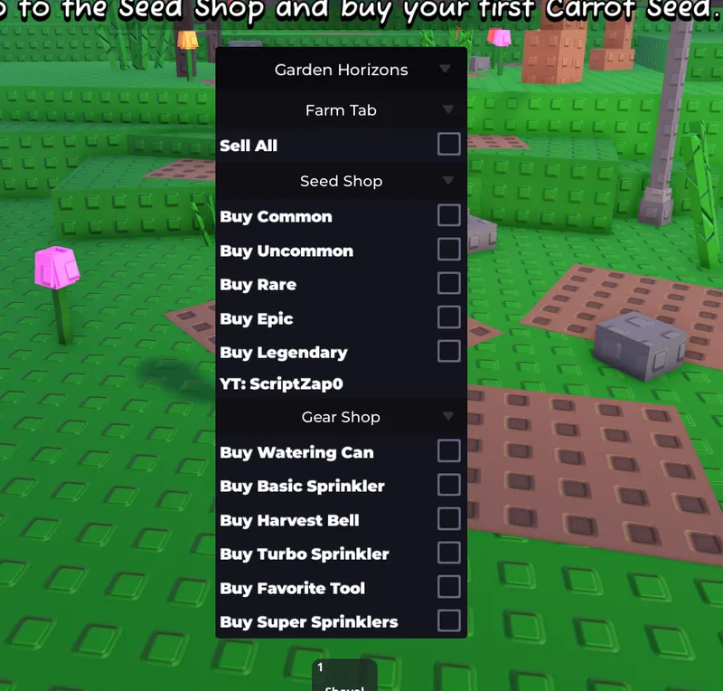 Simple script for Garden Horizons on Sell All, Seed Shop and Gear Shop - Garden Horizons script preview