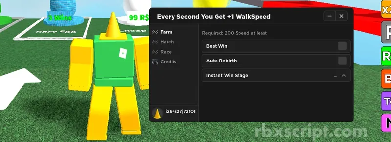 Every Second You Get +1 WalkSpeed: Bypass KeySystem, Auto Hatch, Auto Best Win - Every Second You Get +1 WalkSpeed script preview